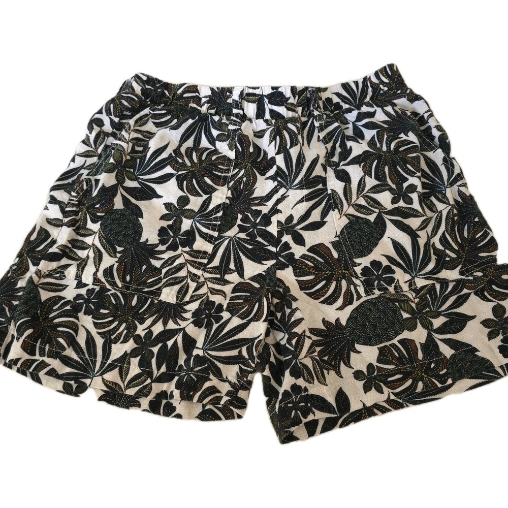 a.n.a a new approach Women's XS Linen Blend Tropical Palm Pineapple Shorts Casua
